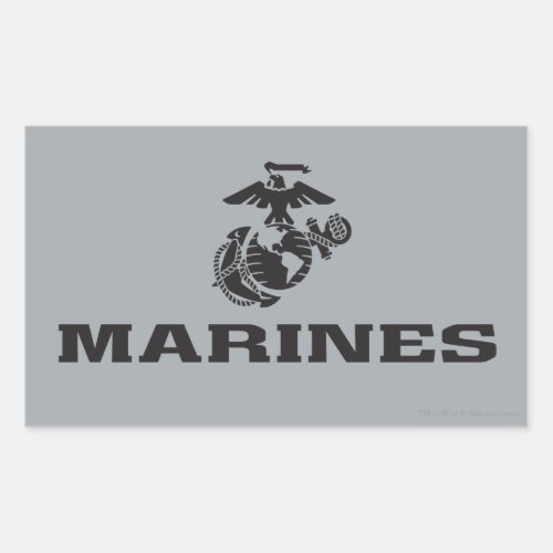 USMC Logo Stacked _ Black Rectangular Sticker