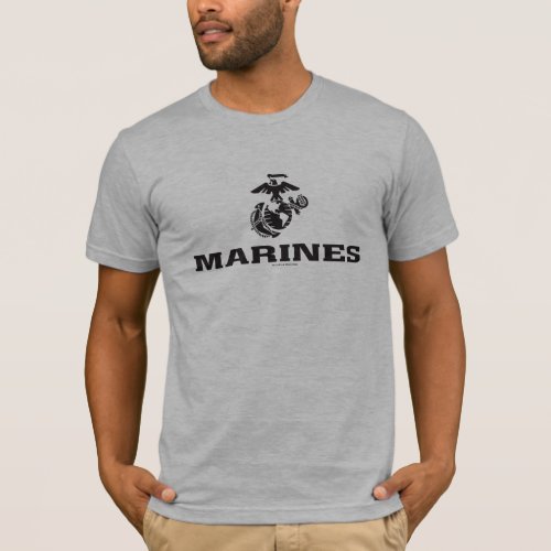 USMC Logo Stacked _ Black T_Shirt