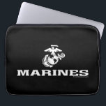USMC Logo Stacked - White Laptop Sleeve<br><div class="desc">This officially licensed US Marines Corp design features the USMC stacked logo in white.</div>