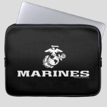 USMC Logo Stacked - White Laptop Sleeve