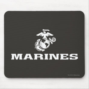 USMC Logo Stacked - White Mouse Pad
