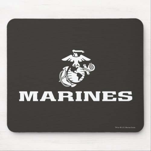 USMC Logo Stacked _ White Mouse Pad