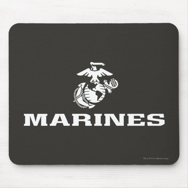 USMC Logo Stacked - White Mouse Pad (Front)