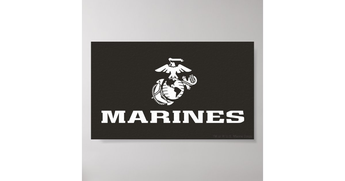 USMC Logo Stacked - White Poster | Zazzle