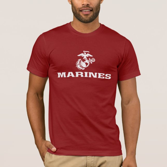USMC Logo Stacked - White T-Shirt (Front)