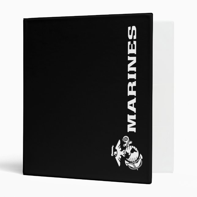 USMC Logo - White 3 Ring Binder (Front/Inside)