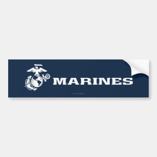 USMC Logo - White Bumper Sticker
