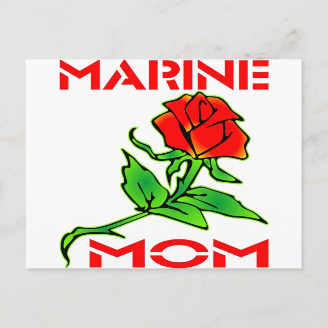 USMC Marine Mom Rose Postcard (Front)