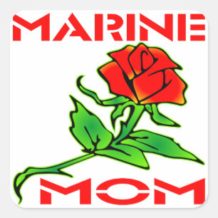 USMC Marine Mom Rose Square Sticker