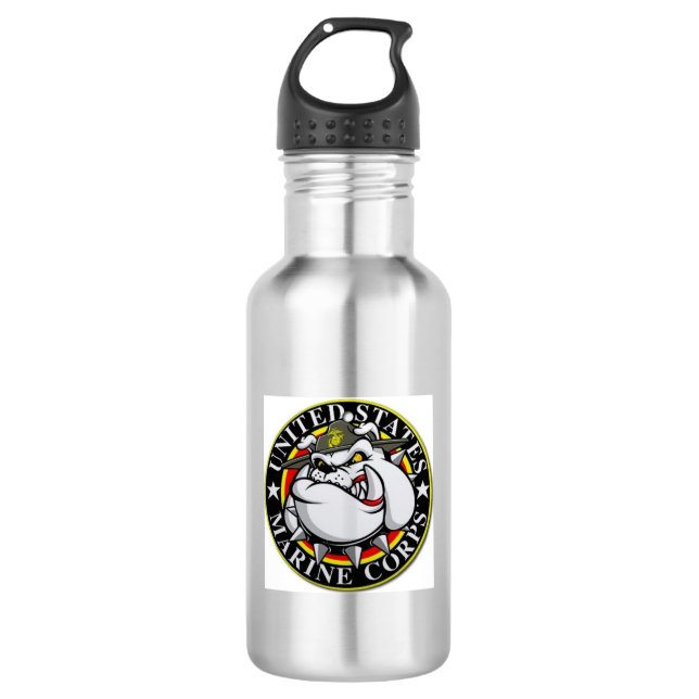 USMC Mascot Stainless Steel Water Bottle (Front)