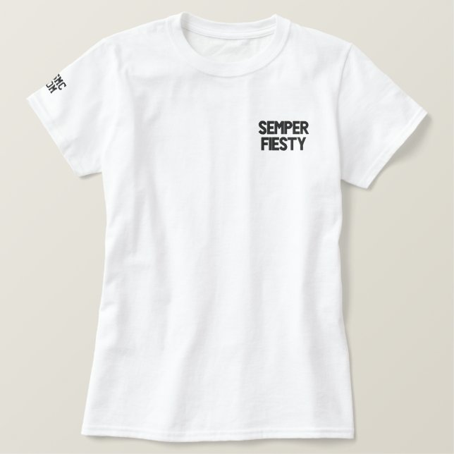 USMC Mom Semper Fiesty Embroidered Shirt (Design Front)