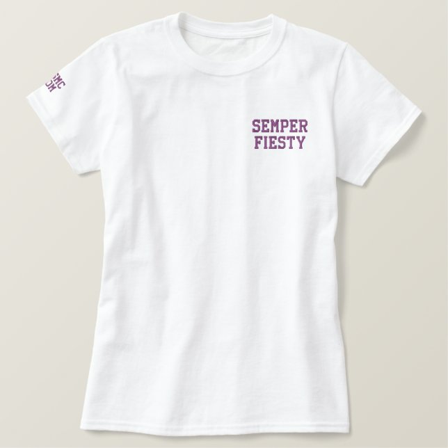USMC Mom Semper Fiesty Embroidered Shirt (Design Front)