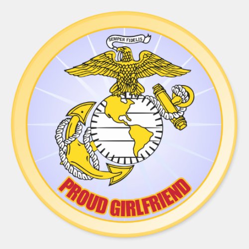 USMC Proud Girlfriend Classic Round Sticker