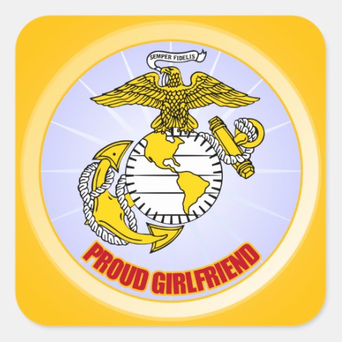 USMC Proud Girlfriend Square Sticker