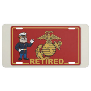 USMC Retired Bulldog Mascot Eagle Globe and Anchor License Plate