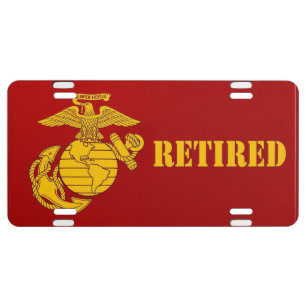 USMC Retired Semper Fidelis Eagle Globe and Anchor License Plate