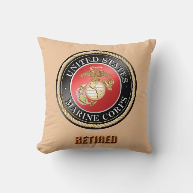 USMC Retired Throw Pillow (Front)