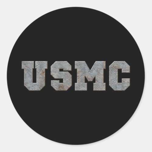 USMC rusty text Classic Round Sticker