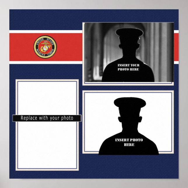 USMC Seal Recognition Photo Collage Poster (Front)