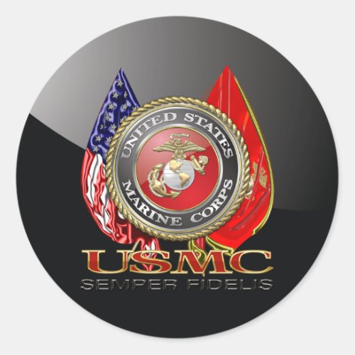 USMC Semper Fi Special Edition 3D Classic Round Sticker