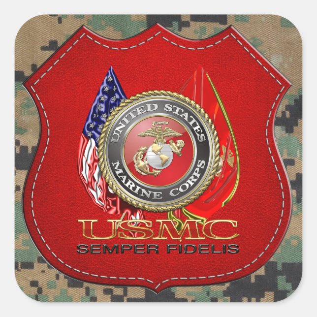 USMC Semper Fi [Special Edition] [3D] Square Sticker (Front)