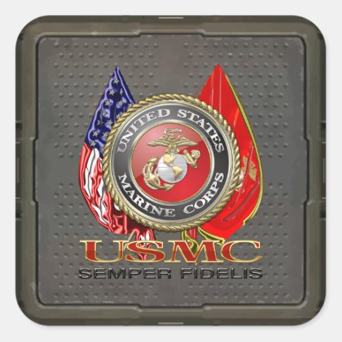 USMC Semper Fi Special Edition 3D Square Sticker