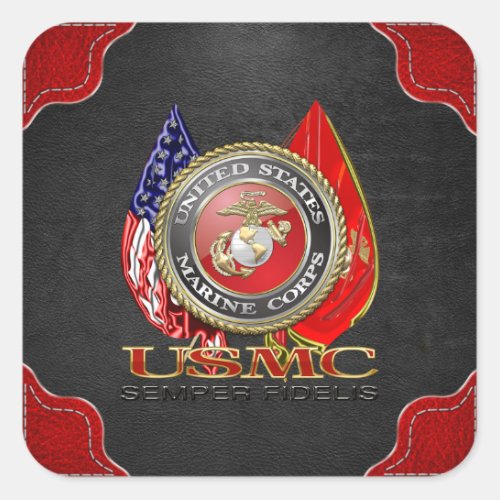 USMC Semper Fi Special Edition 3D Square Sticker