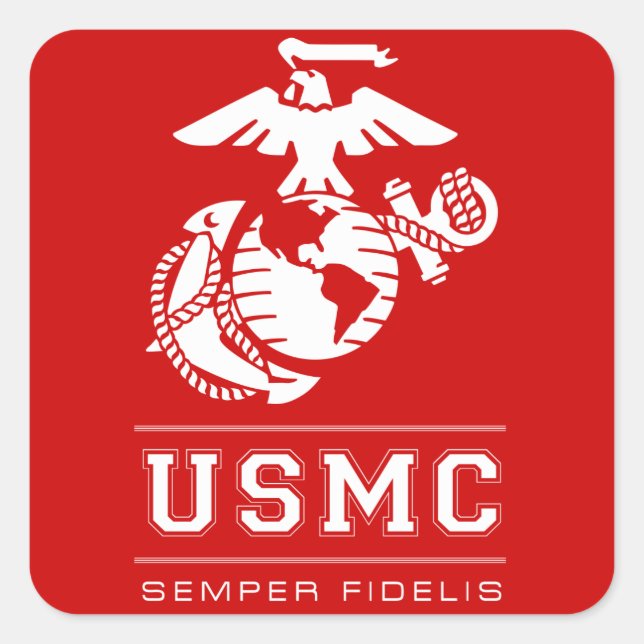 USMC Semper Fidelis [Semper Fi] Square Sticker (Front)