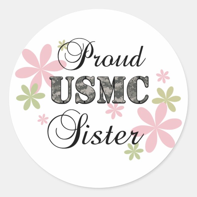 USMC Sister [fl camo] Classic Round Sticker (Front)