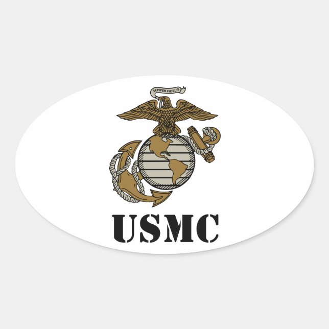 USMC [stencil] Oval Sticker (Front)