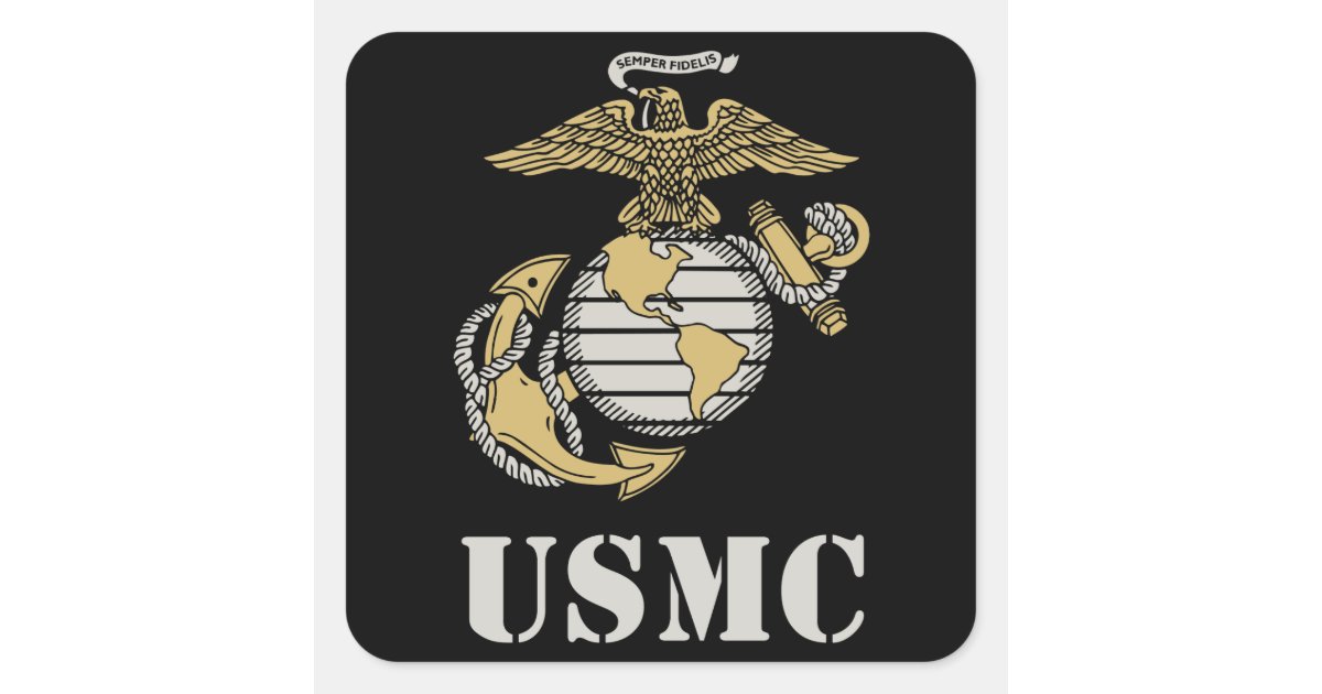 usmc stencil square sticker zazzlecom