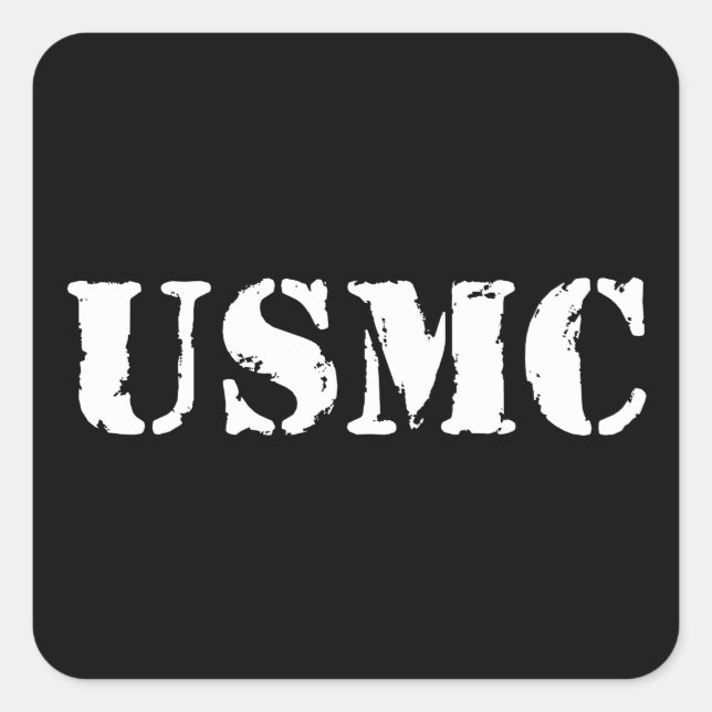 USMC [stencil text] Square Sticker (Front)