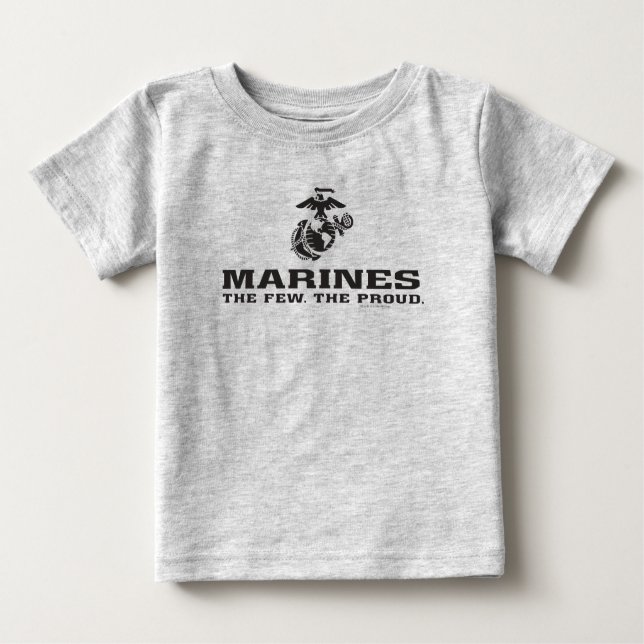 USMC The Few The Proud Logo Stacked - Black Baby T-Shirt (Front)