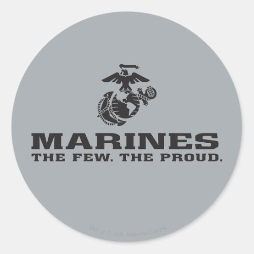 USMC The Few The Proud Logo Stacked _ Black Classic Round Sticker