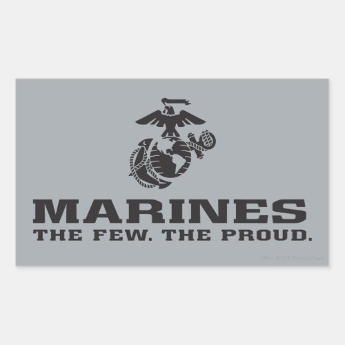 USMC The Few The Proud Logo Stacked _ Black Rectangular Sticker