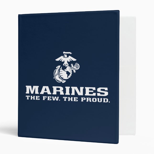USMC The Few The Proud Logo Stacked - White 3 Ring Binder (Front/Inside)