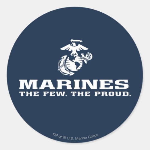 USMC The Few The Proud Logo Stacked _ White Classic Round Sticker