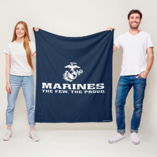USMC The Few The Proud Logo Stacked - White Fleece Blanket