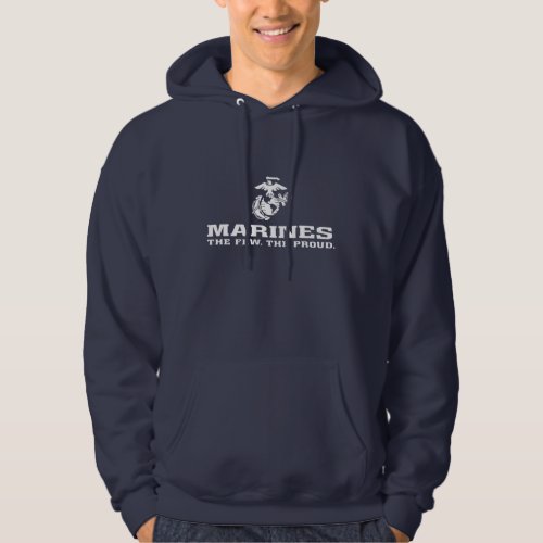 USMC The Few The Proud Logo Stacked _ White Hoodie