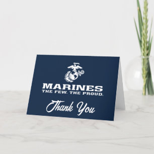 USMC The Few The Proud Logo Stacked - White Letterpress Thank You Card