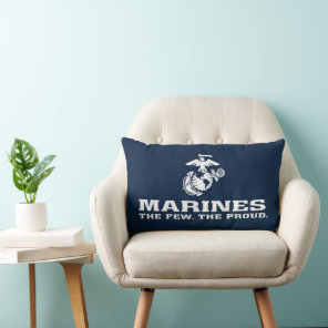 USMC The Few The Proud Logo Stacked - White Lumbar Pillow