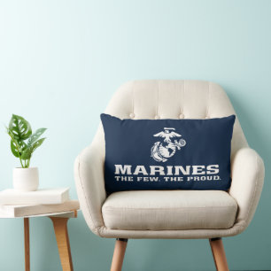 USMC The Few The Proud Logo Stacked - White Lumbar Pillow