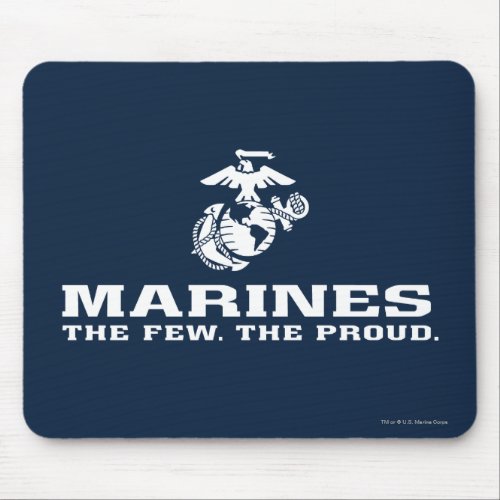 USMC The Few The Proud Logo Stacked _ White Mouse Pad
