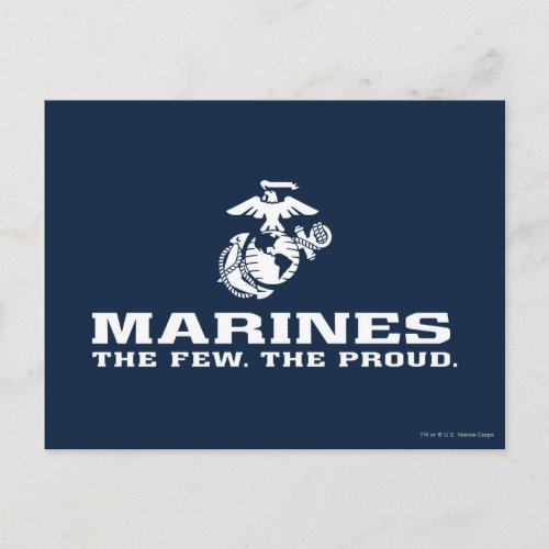 USMC The Few The Proud Logo Stacked _ White Postcard