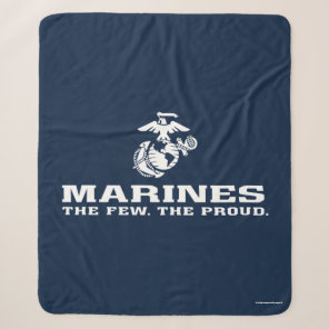 USMC The Few The Proud Logo Stacked - White Sherpa Blanket