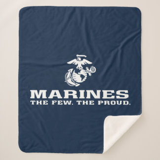 USMC The Few The Proud Logo Stacked - White Sherpa Blanket