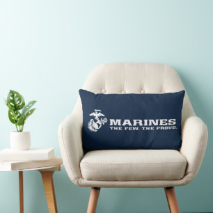 USMC The Few The Proud Logo - White Lumbar Pillow