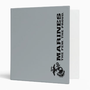 USMC "The Few, The Proud" Stacked Black Logo 3 Ring Binder