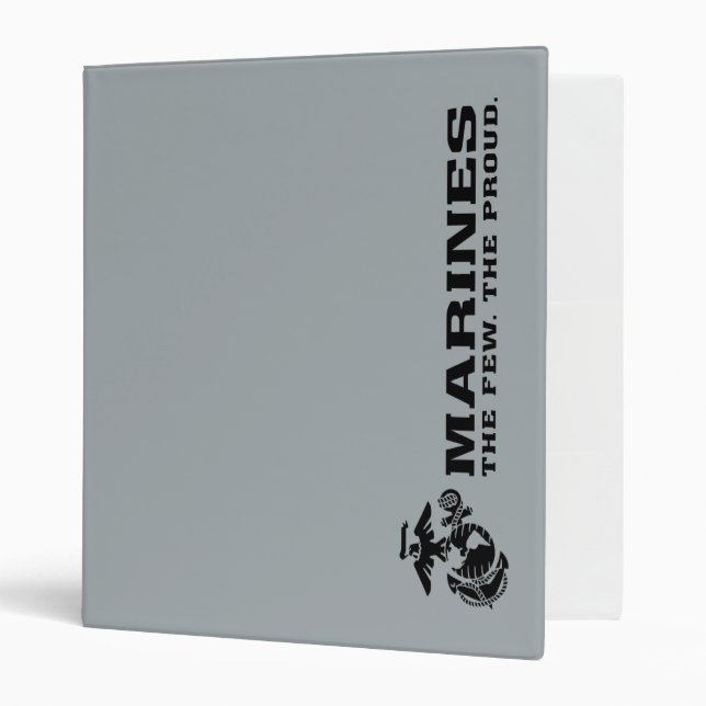USMC "The Few, The Proud" Stacked Black Logo 3 Ring Binder (Front/Inside)
