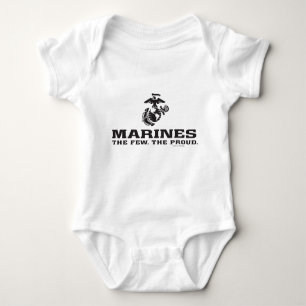 USMC "The Few, The Proud" Stacked Black Logo Baby Bodysuit
